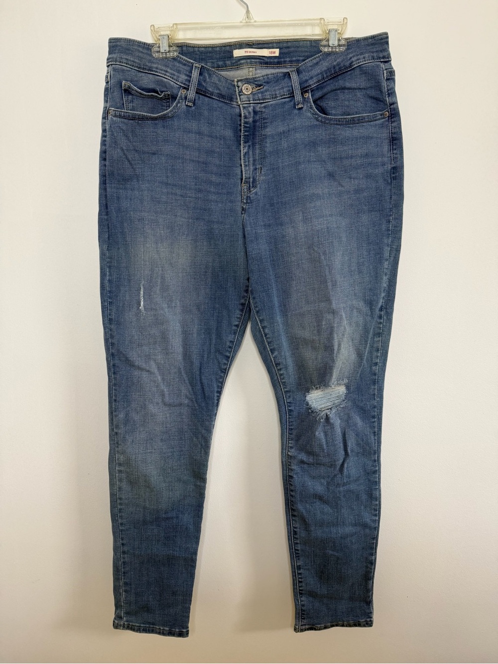 Levi’s 711 Skinny Jeans 18W Distressed Blue Stretch Denim Plus Size